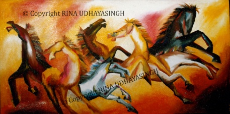 SOLD My Adaption of Hussain's Horses 1996