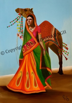 Saree ke fall sa ~ Acrylic on Canvas (70 X 100)