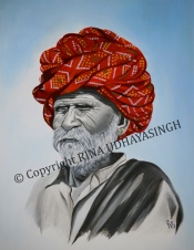 SOLD Indian Movember, Acrylic 50 x 70 cms